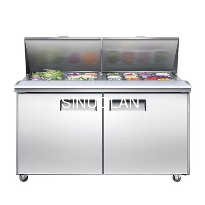 Sandwich Prep Table Fridge Commercial Fan Cooling Glass Workbench Refrigerator