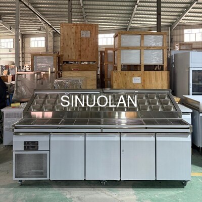 Stainless Steel Undercounter Countertop Pizza Fridge Commercial 4 Doors