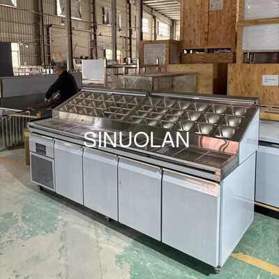 Stainless Steel Undercounter Countertop Pizza Fridge Commercial 4 Doors