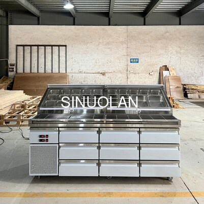 Kitchen SS Under Counter Pizza Prep Table Refrigerator for Salad Bar Sandwich